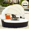 Costway Patio Rattan Daybed Cushioned Sofa Adjustable Table Top Canopy W/3 Pillows
